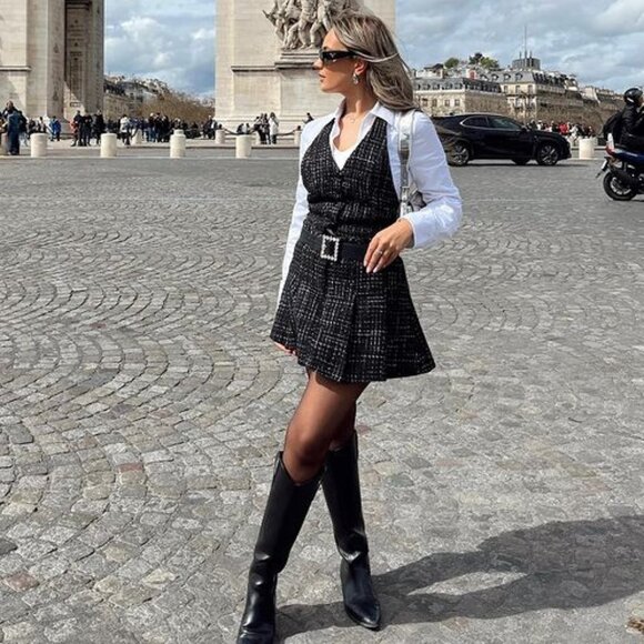 BLOGGER'S FAVE! Zara Contrasting Tweed Mini Dress NWT - Picture 6 of 16